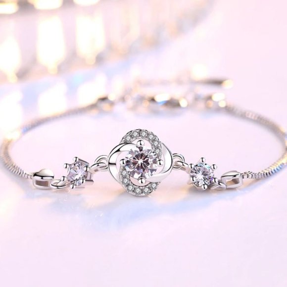 Jewelry - Dainty 925 Sterling Silver Diamond Bracelet